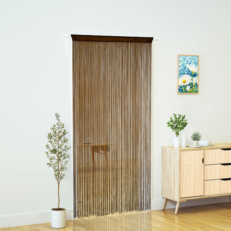 YaoYue Doorway String Curtain Door Curtains Boho Hippie Hanging Patio Tassels Screen Room Decor Bedroom Wall Window Closet Kitchen Living Room Fringe Divider Panel Laundry Room(39?110in/100?280cm  Coffee) - Image 2